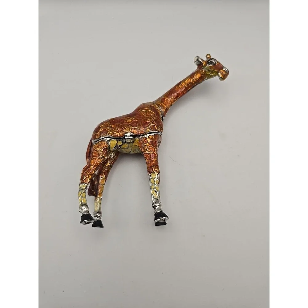 Beautiful Hinged Jeweled  Giraffe  Trinket Box  -  ‎ 5